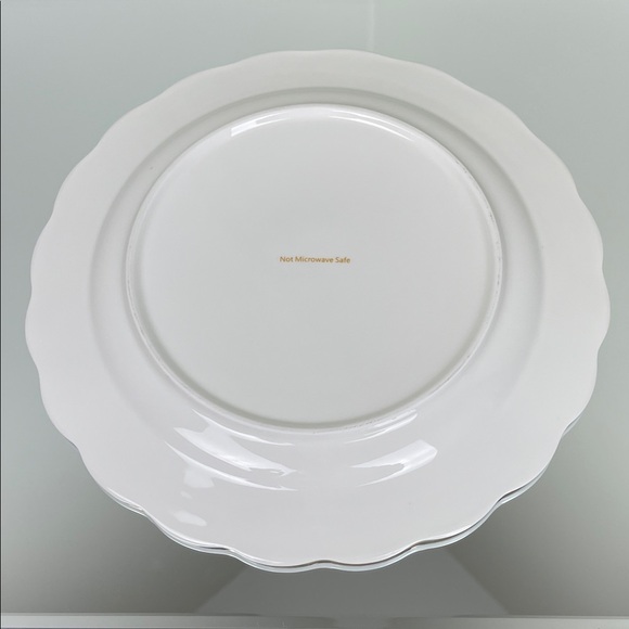 Homegoods Elegant White Gold Ribbon 10” Dinner Plate Set of 6 - Picture 6 of 6
